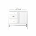James Martin Vanities Addison 36in Single Vanity, Glossy White w/ 3 CM Arctic Fall Solid Surface Top E444-V36-GW-3AF